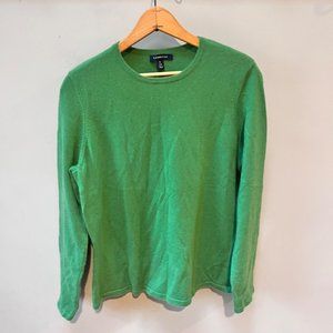 Lands' End Green 100% Cashmere Crew Neck Sweater- Size L
